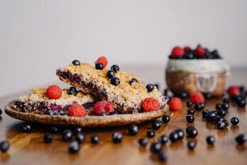 homemade berry blueberry pie and raspberry