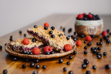 homemade berry blueberry pie and raspberry