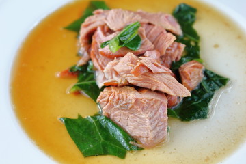 Stewed pork leg delicious in thai street food
