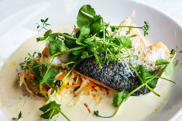 Andalusian fish, saffron with vegetables