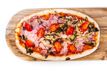 Pizza with Ham and Mushrooms