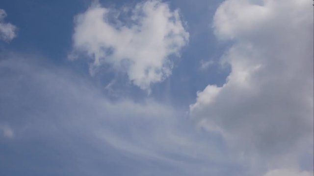 Time Lapse: Blue Cloudy Sky With Fast Moving White Clouds