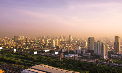 Fototapeta na wymiar urban morning cityscape building on sun rise skyline