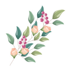 Obraz premium decorative branch flowers berries leaves decoration
