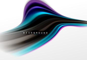 Fluid liquid mixing colors concept on light grey background, curve flow, trendy abstract layout template for business or technology presentation or web brochure cover, wallpaper