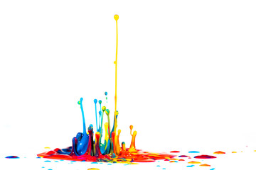 splash of color ink on white background