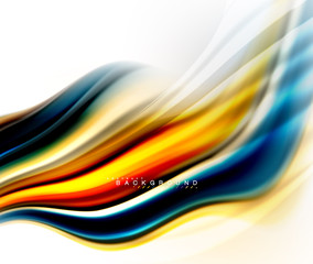 Fluid liquid mixing colors concept on light grey background, wave and swirl curve flow line, trendy abstract layout template for business presentation, app wallpaper banner, poster or wallpaper