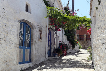 Cityscape of traditional mountain village Afionas at Corfu Island (Greece)