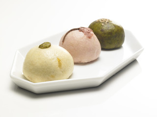 Sakura Manju, Kusa Manju, Yuzu Manju, sweet food dessert of rice, a traditional Japanese recipe