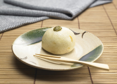 Yuzu Manju, sweet food dessert of rice, a traditional Japanese recipe