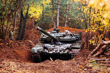 Ukraine Donbass military conflict armed forces and tanks to protect freedom and independence