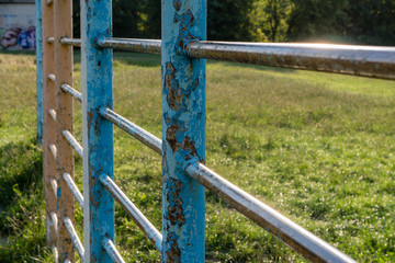 Shabby paint on the sports staircase