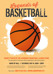 Obraz premium Basketball match poster template in retro style