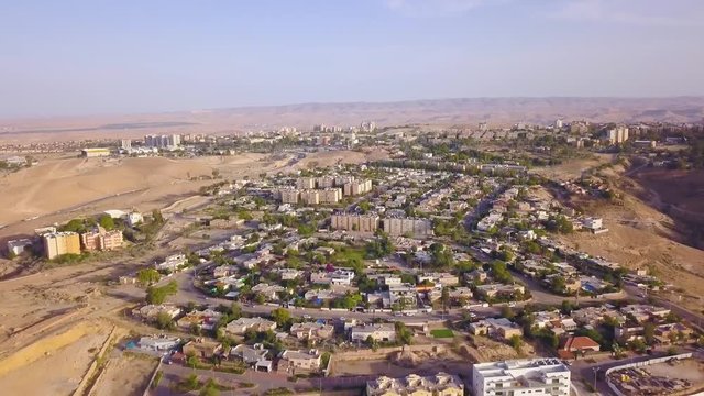 The city of Arad in Israel, 4k aerial footage