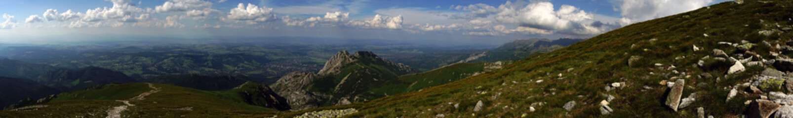 Fototapeta na wymiar Panorama of Giewont peak on the background of Zakopane. Tatra Mountains. Poland.