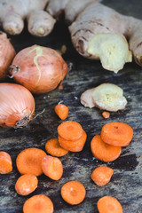 vegetables on cutting board