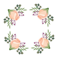 floral frame square flowers decoration