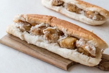 Turkish Street Food Chop Fried Mussels / Midye Tava Sandwich