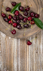 Cherries Background. Sweet Black and Red Cherries. Selective focus.