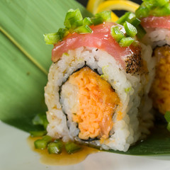 Sushi on a white plate