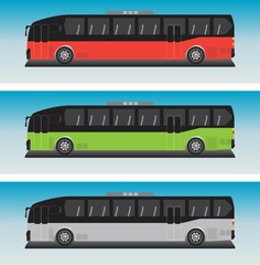 Low floor Bus Vector in Blue sky Bacground