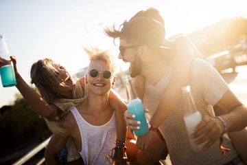 Group of young friends having fun together