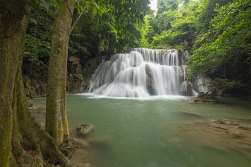 Fototapeta na wymiar Beautiful waterfall In Kanchanaburi, Thailand