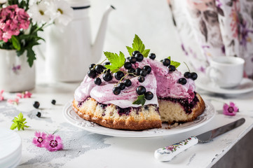 Blackberry Cake with Marshmallow Topping