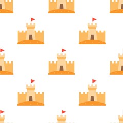 Sand castle seamless pattern for use as wrapping paper gift or wallpaper and printing, summer beach theme