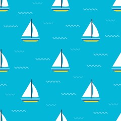 Sailboat seamless pattern for use as wrapping paper gift or wallpaper and printing, summer theme