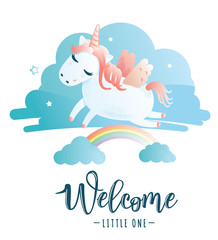 Greeting card with "Welcome little one" inscription