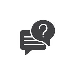 Conversation chat vector icon. filled flat sign for mobile concept and web design. Dialogue with question mark simple solid icon. FAQ Symbol, logo illustration. Pixel perfect vector graphics