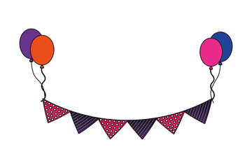 garlands hanging decorative with balloons helium