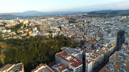 Aerial view of Mediterranean town, Blanes, Costa Brava, Spain