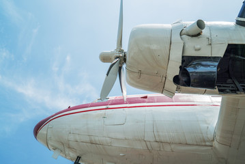 air plane on the sky. .flying plane and plane cabin