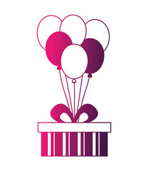 gift box present with balloons helium isolated icon