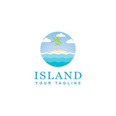 beach and island logo design, vector design of circular beach icons