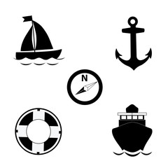 summer travel sea icon set isolated on white background.