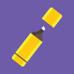 Pink highlighter with the cap off on white background