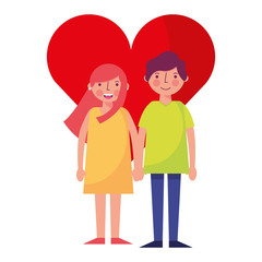happy couple together in heart love