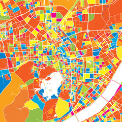 Hangzhou, China, colorful vector map