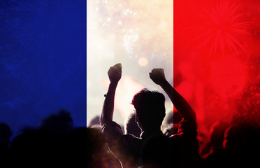 victory for france - football supporters celebrating