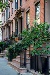 Fototapeta na wymiar New York, City / USA - JUL 10 2018: Old Buildings of Brooklyn Heights Neighborhood in New York City