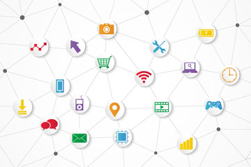 Technology icon , abstract polygonal shape