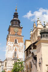 Fototapeta na wymiar Former City Hall and Cloth Hall (Sukiennice) in Krakow (Poland)