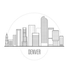 Denver city skyline - downtown cityscape, towers and landmarks in liner style