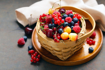 ripe organic mix berries rustic still life
