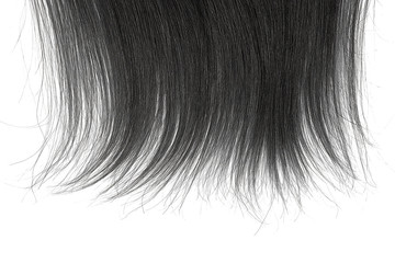 Tips of black hair on white background