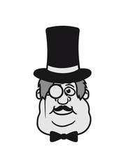gesicht reich zylinder monokel sir herr schnurrbart mann fett dick clipart comic cartoon lustig training abnehmen ungesund diät essen hunger lecker fressen heißhunger rund groß
