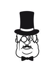 gesicht reich zylinder monokel sir herr schnurrbart mann fett dick clipart comic cartoon lustig training abnehmen ungesund diät essen hunger lecker fressen heißhunger rund groß